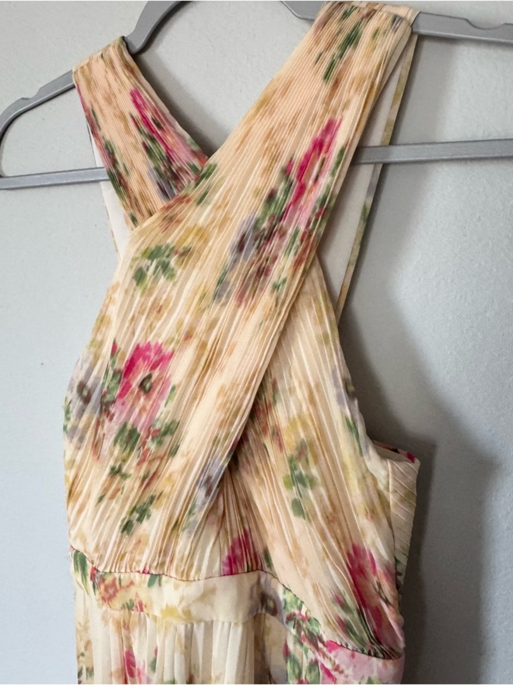 Ted Baker Amerah Cross Front Floral Pleated Midi Dress Chiffon Yellow US 4 NWT - Picture 6 of 17